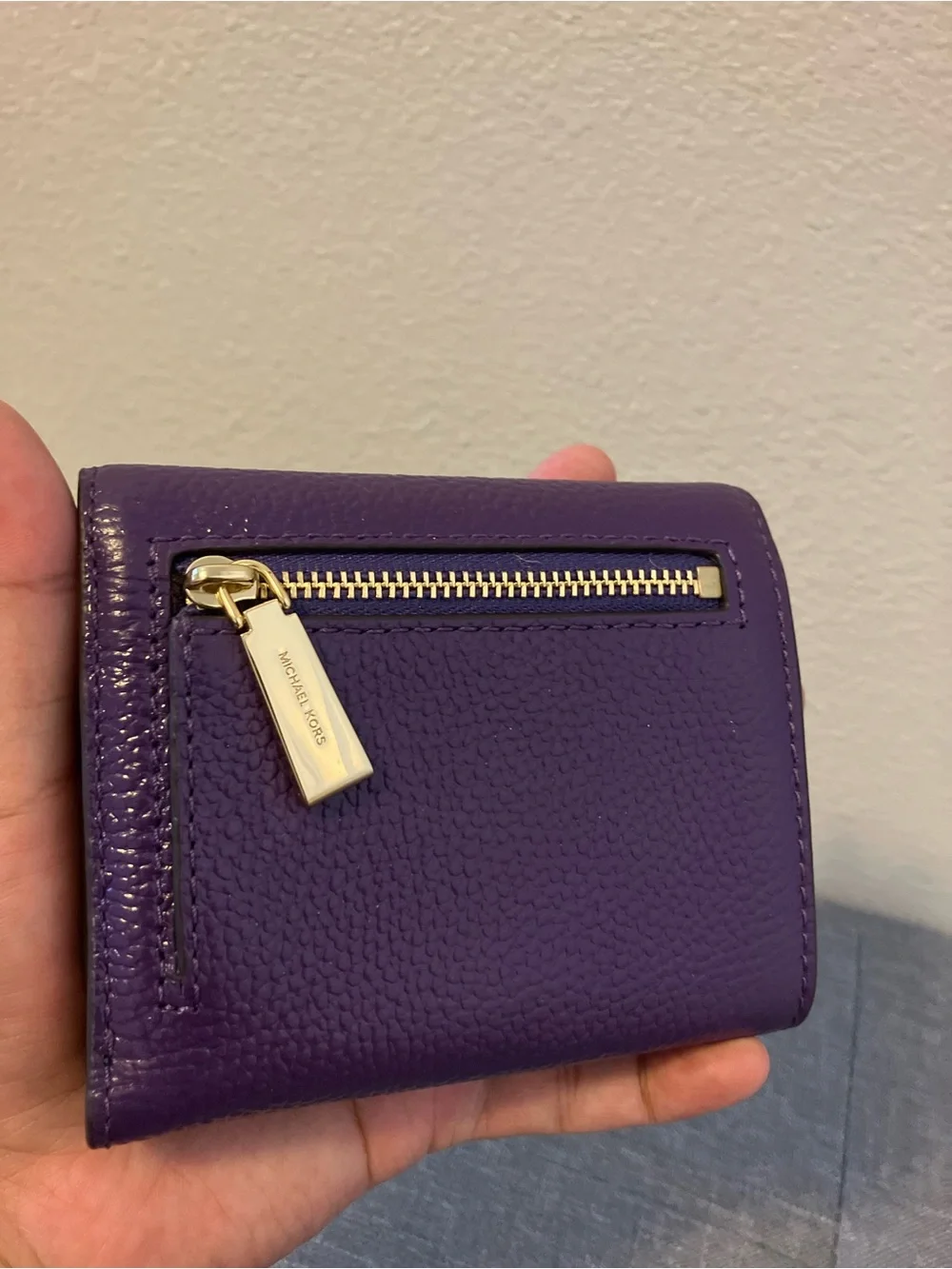 Michael Kors Deep Purple Pebbled Leather Envelope Wallet